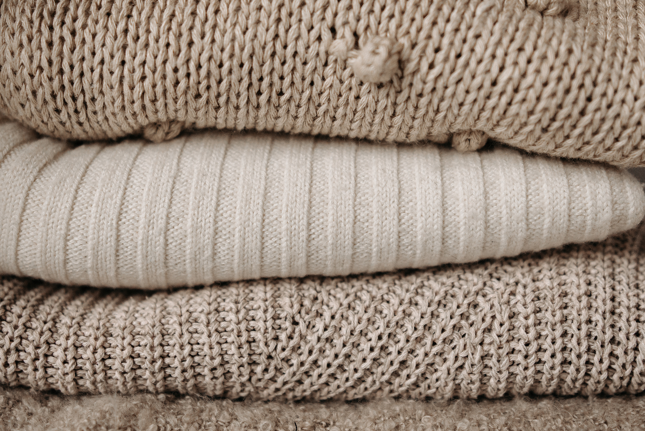 Close Up Shot of Knitted Blankets